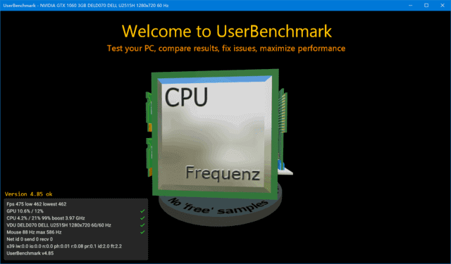 UserBenchmark(系统测试跑分软件) v4.8.5.0 便携版