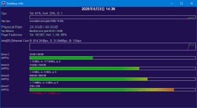 Desktop Info(桌面上显示实时系统信息) v3.20.0 绿色版