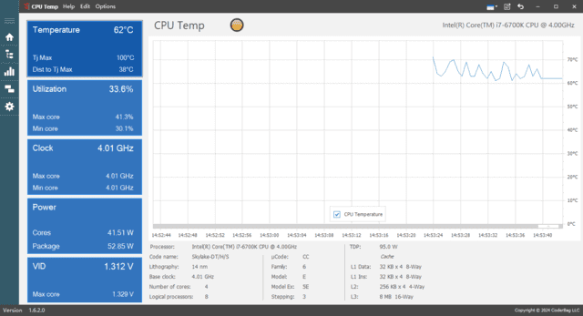CPU Temp(实时监测CPU温度软件) v1.8.0.0 便携版