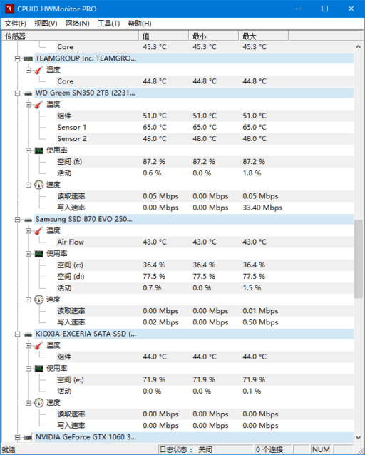 HWMonitor(电脑硬件监测工具) Pro v1.55 便携版